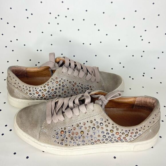 🤎FRYE🤎 ivy deco stud low Deborah sneaker new with box size 9,5 rivets - Picture 12 of 16